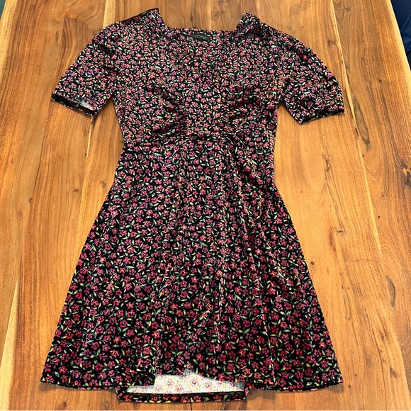 3/$30 Topshop Bizzy Lizzy Velvet Floral Tea Dress, size 6 - Picture 5 of 6